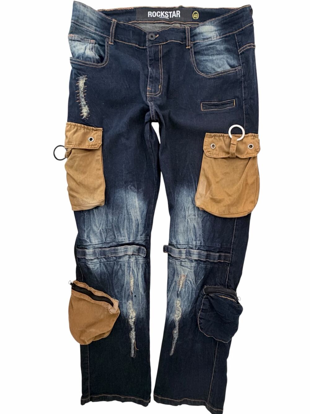 Rockstar Cargo Jeans Mens 40 Distressed Utility Denim